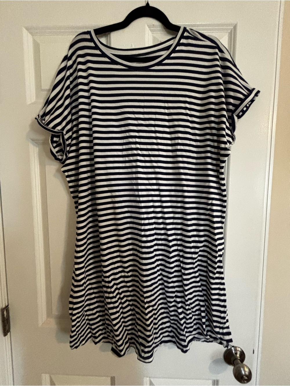 Sonoma Navy and White Striped Casual Shirt Dress